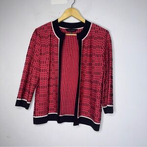 Ming Wang Pink And Black Open Cardigan Small